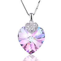 Swarovski Necklace for Women Heart Shape Amethyst Crystal Pendant Necklace Fine Jewelry Choker Necklace Gift for Lady Collares